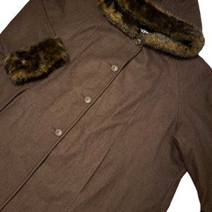 JP 1893 Collection Vintage Wool + Faux Fur Hood Winter Coat | Womens Petite 26